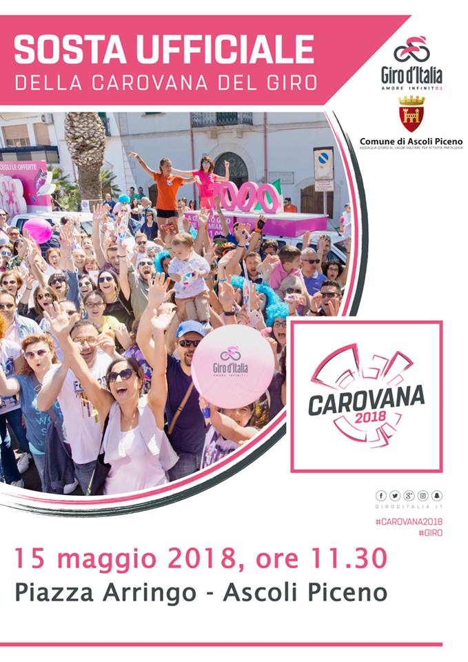La locandina della sosta del Giro d'Italia a Ascoli Piceno