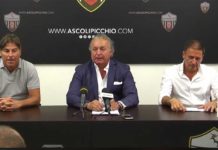 Massimo Pulcinelli nella sua prima conferenza stampa da presidente dell'Ascoli Calcio