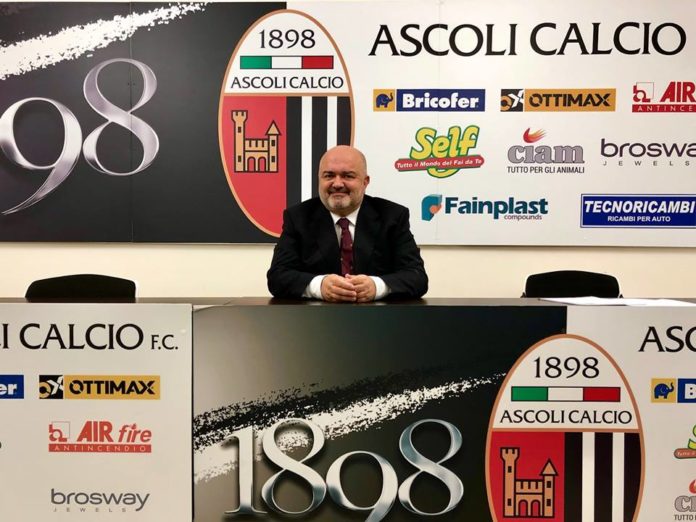 Il direttore generale dell'Ascoli Gianni Lovato, foto da pagina Facebook ufficiale Ascoli Calcio